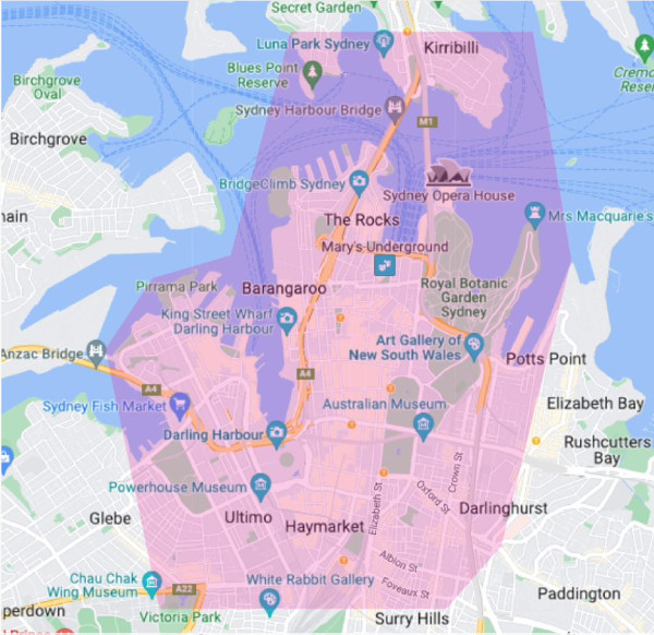 Eligible business boundary map